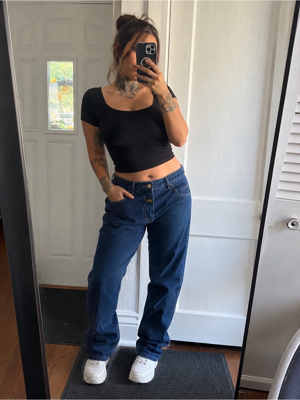 Marithe Francois Girbaud Dark Blue High-Rise Boyfriend Jeans
